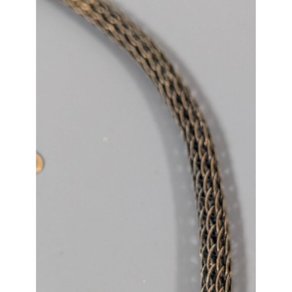 Marjorie Baer SF Bronze Tone Mixed Metal Mesh Chain Bar Pendant Necklace 21" - Picture 5 of 10